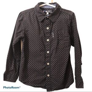 Boys BEN SHERMAN black patterned button down shirt